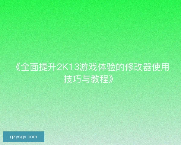 《全面提升2K13游戏体验的修改器使用技巧与教程》